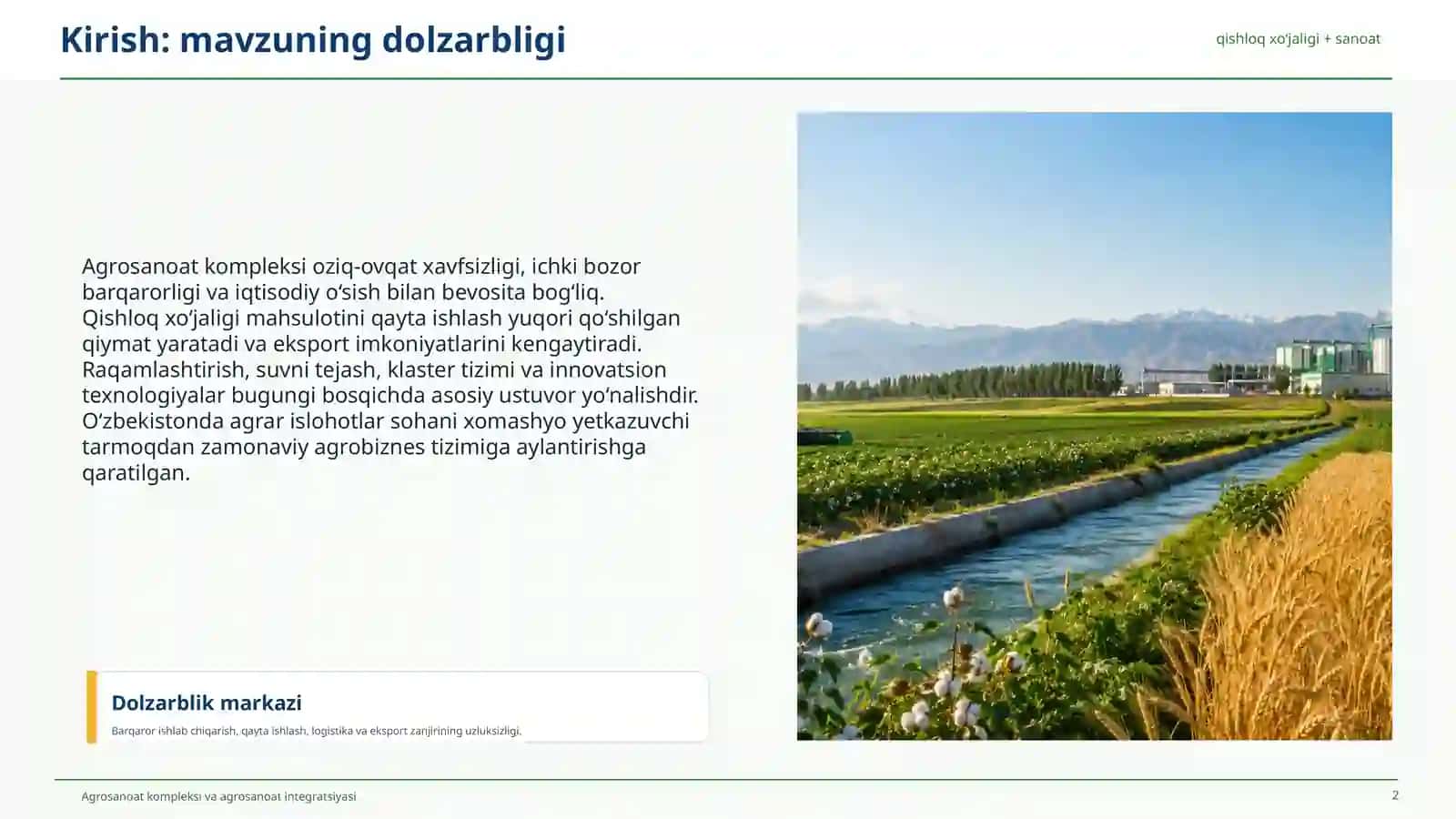 AGROSANOAT KOMPLEKSI VA AGROSANOAT INTEGRATSIYASI 2