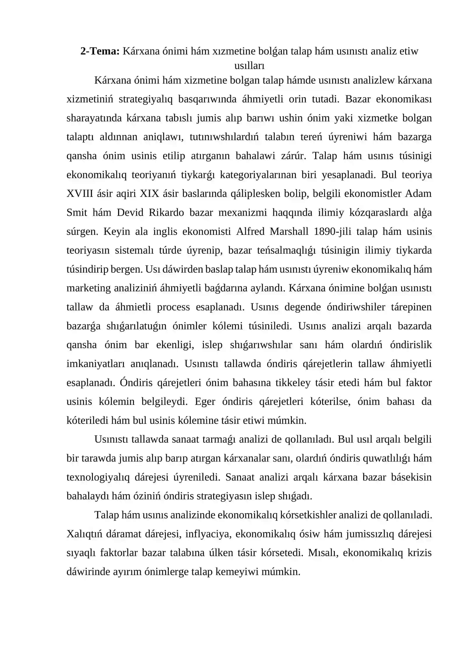 Marketing sistemasındaǵı analiz túrleri hám olardıń tiykarǵı usılları 2