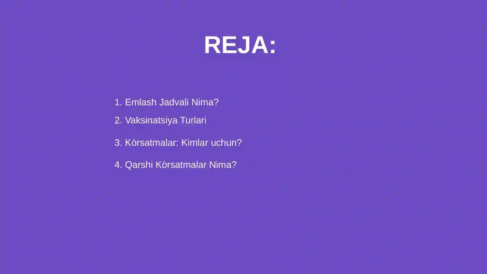 Emlash jadvali, Vaksinatsiya Kòrsatmasi va Qarshi Kòrsatma 2