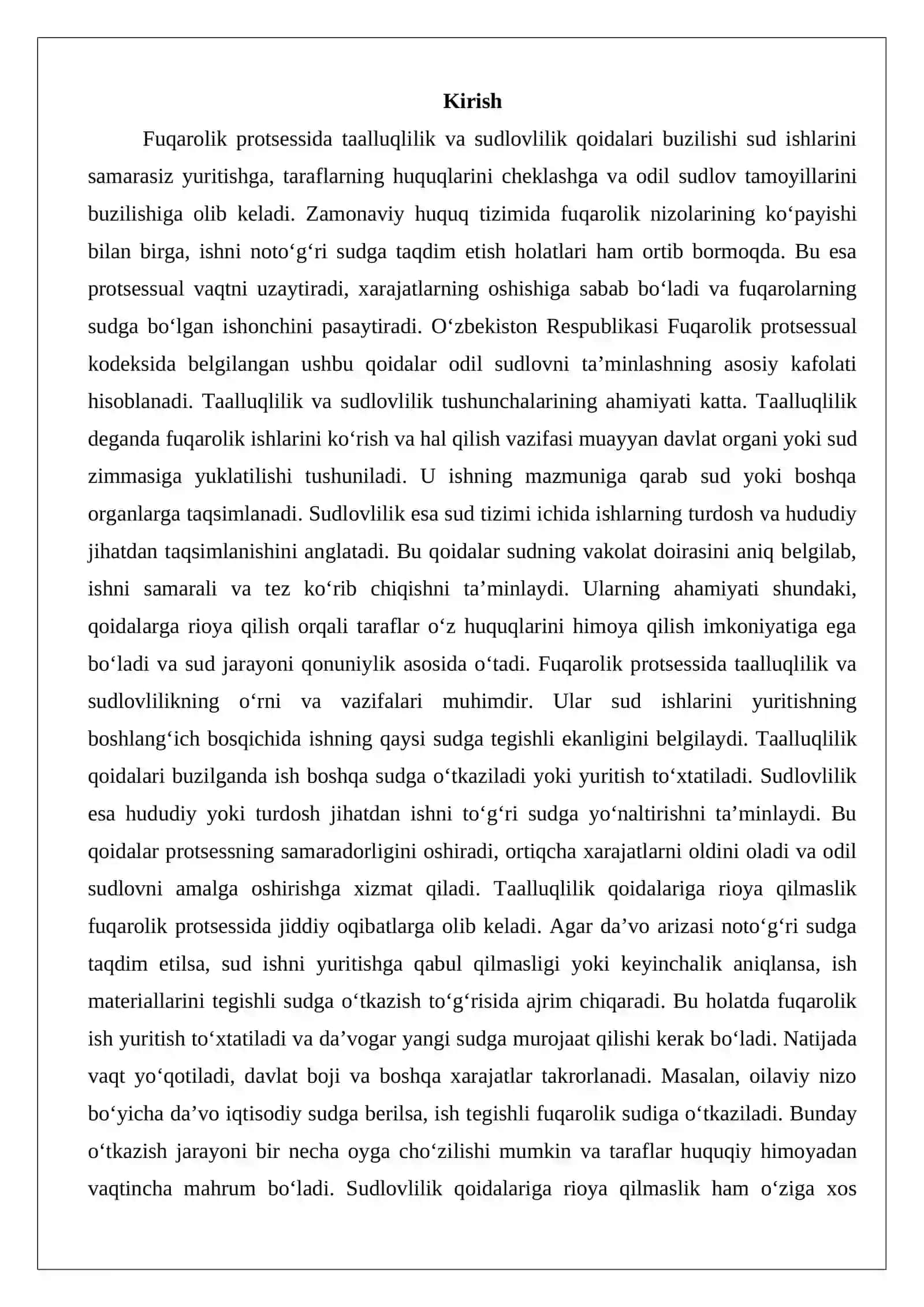 Taalluqlilik va sudlovlilik qoidalariga rioya qilmaslik oqibatlari 2