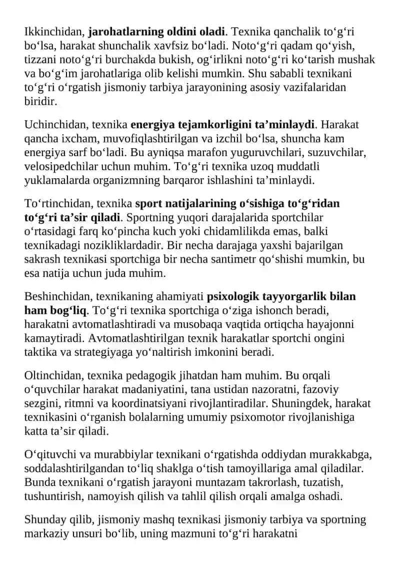 Jismoniy mashq texnikasi 2