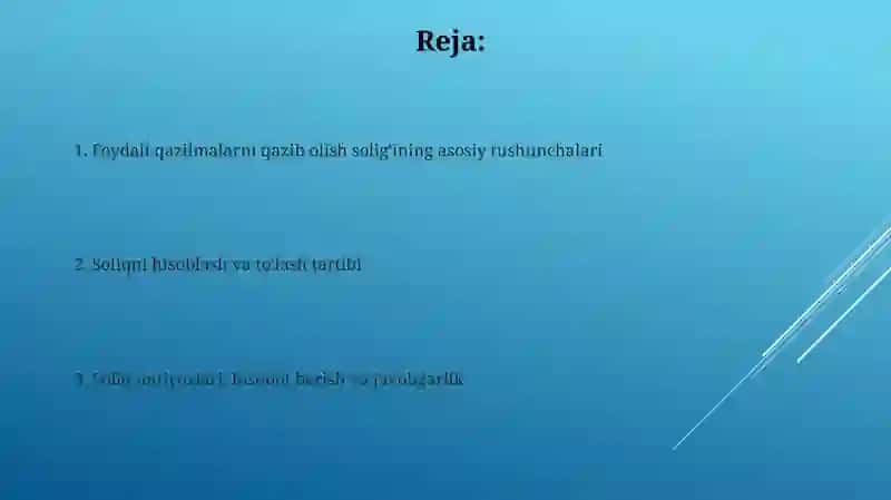 Foydali qazilmalarni qazib olish solig'ining asosiy tushunchalari 2