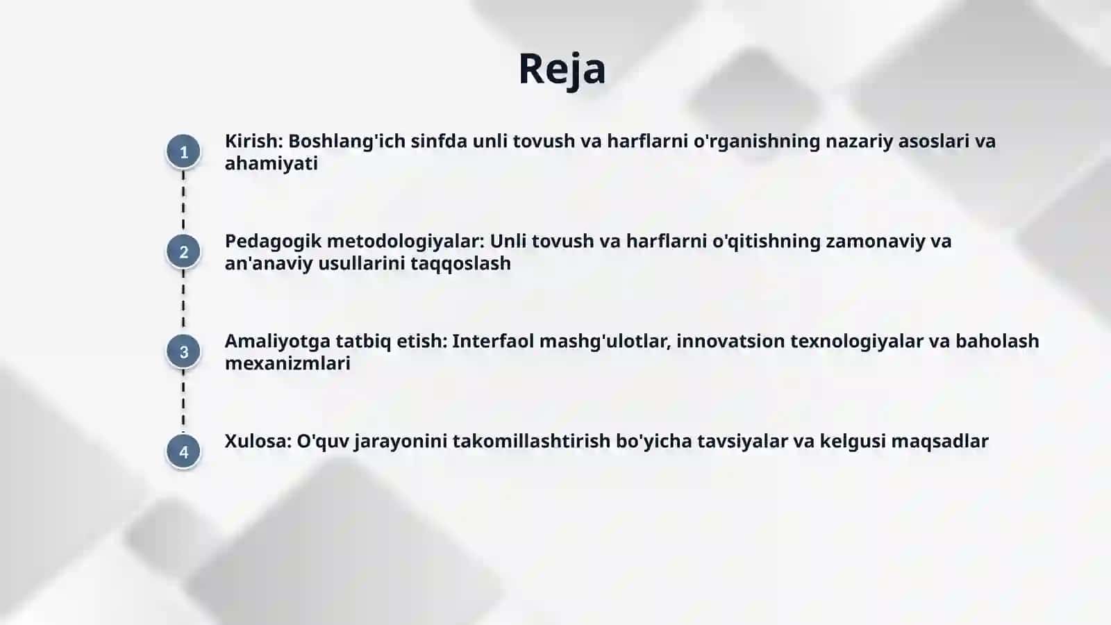 Boshlang'ich sinfda unli tovush va harflarni o'rganish 2