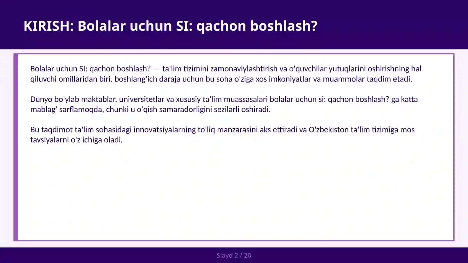 Bolalar Uchun SI: Qachon Boshlash? 2