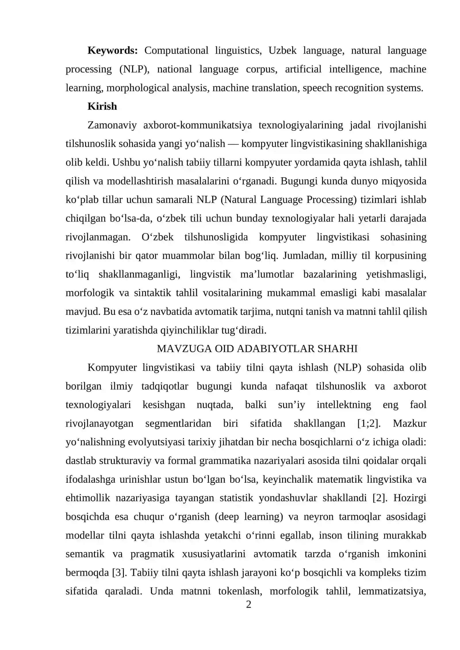 O‘zbek tilshunosligining Kompyuterlingvistikasi sohasiga oid muammolar va yechimlari 2