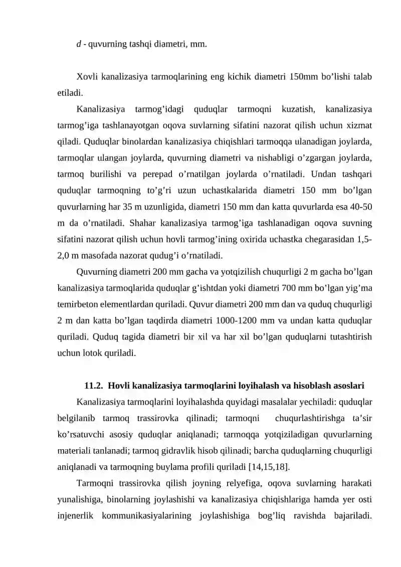 Kvartal ichidagi xovli kanalizasiya tarmoqlari 2