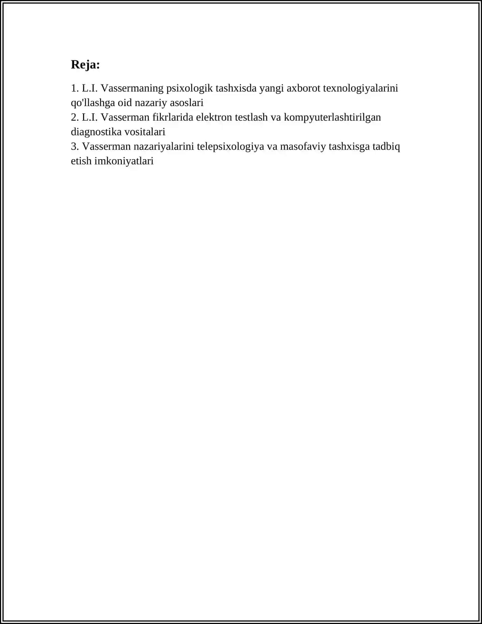 L.I.VASSERMANING PSIXOLOGIK TASHXISDA YANGI AXBOROT TEXNOLOGIYALARINI QÕLLASH BÕYICHA TASAVVURLARINI ÕRGANISH 2