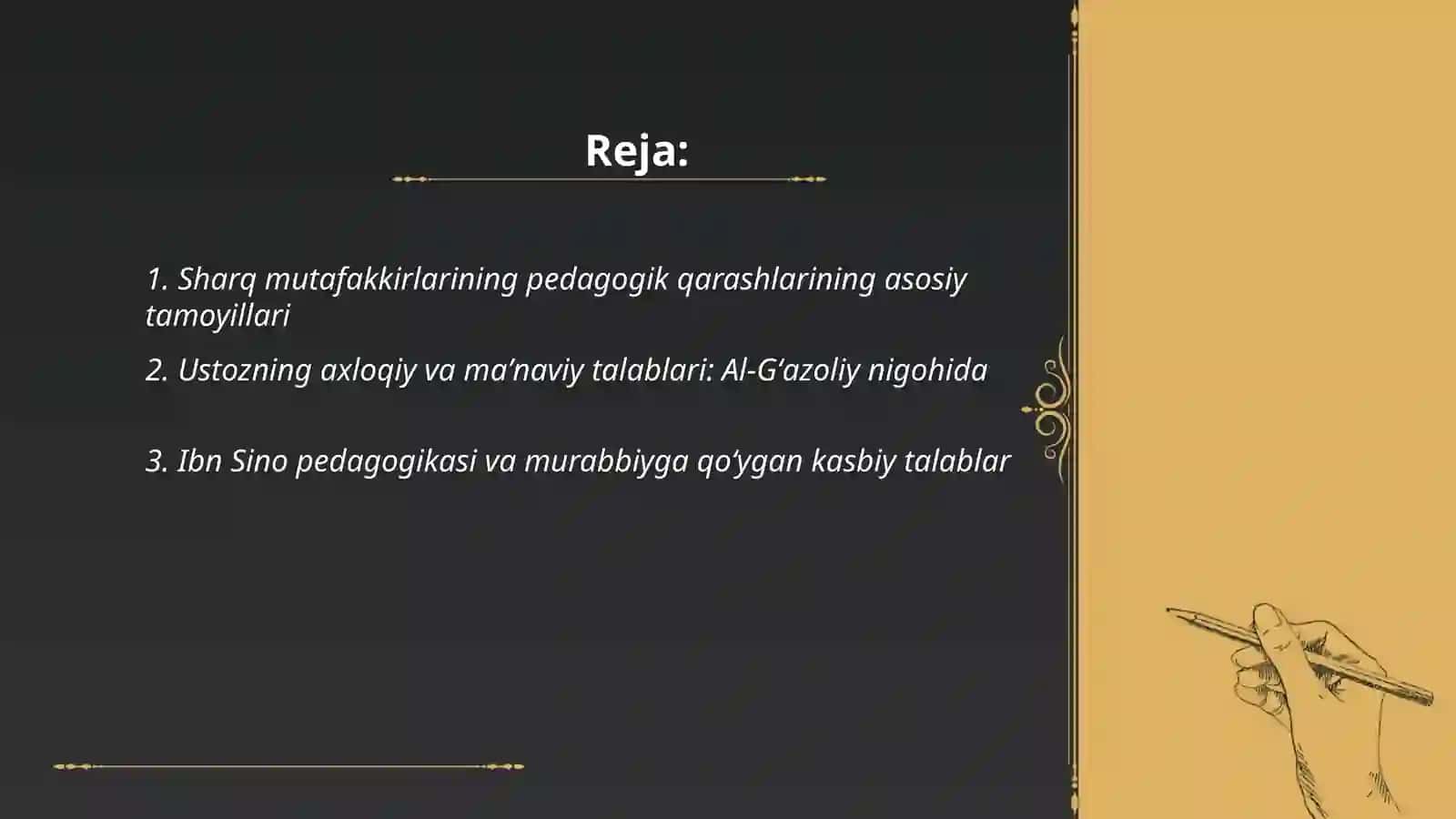 Sharq mutafakkirlarining pedagogik qarashlari va ustoz murabbiyga qoʻygan talablari 2