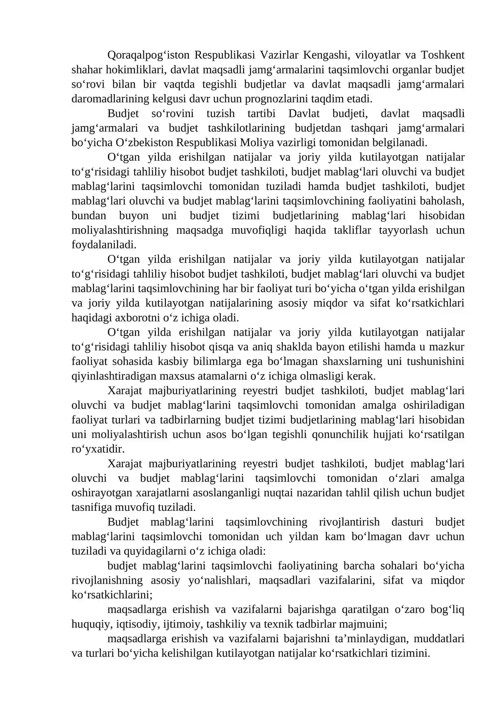 Davlat budjeti va davlat maqsadli jamg‘armalari budjetlarini tuzish, ko‘rib chiqish, qabul qilish hamda tasdiqlash 2