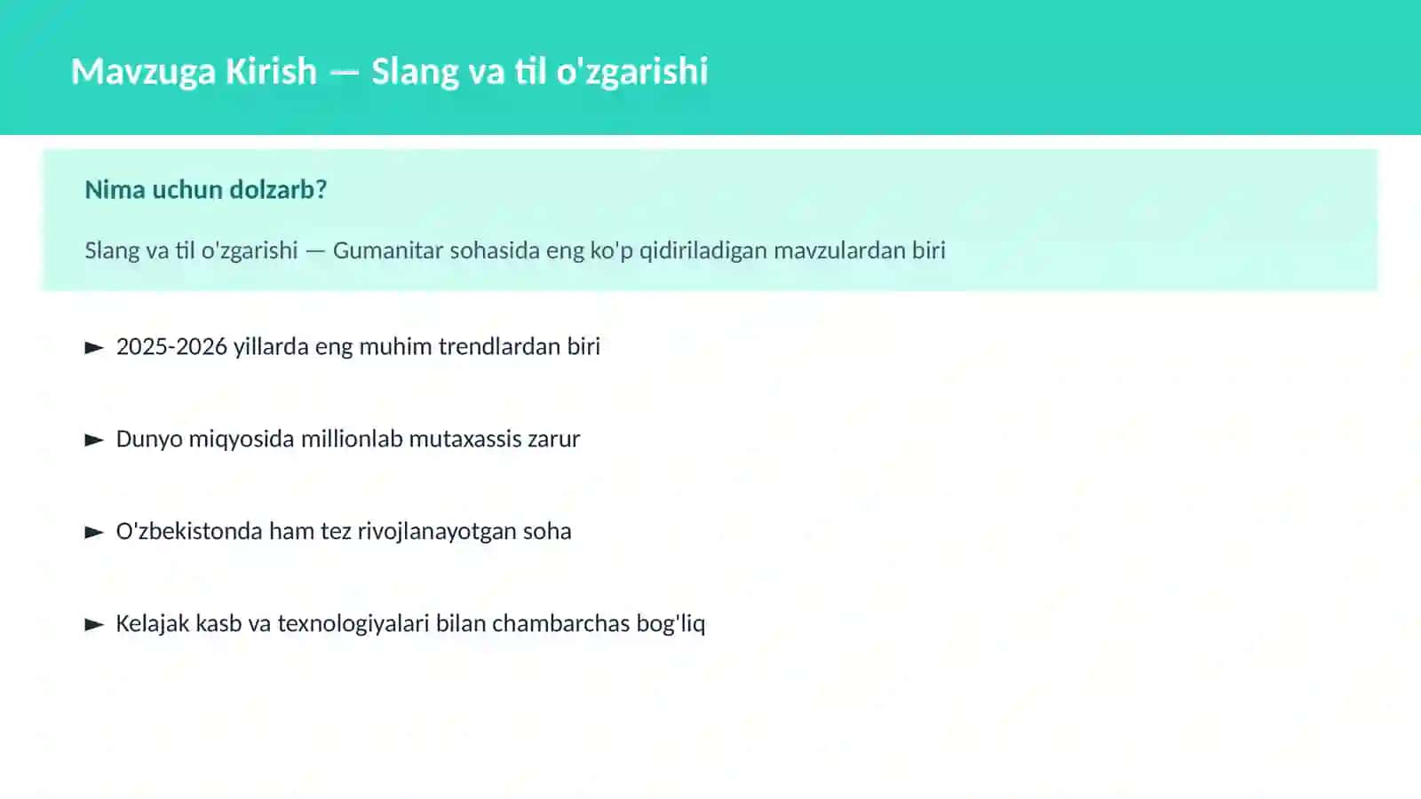Slang va til o'zgarishi 2