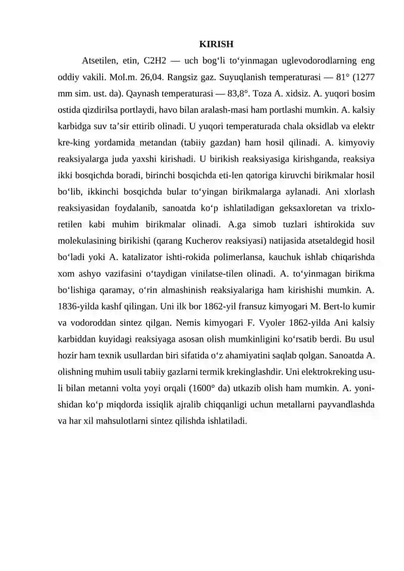 Atsetilenni ajratib oluvchi selektiv erituvchilar 2