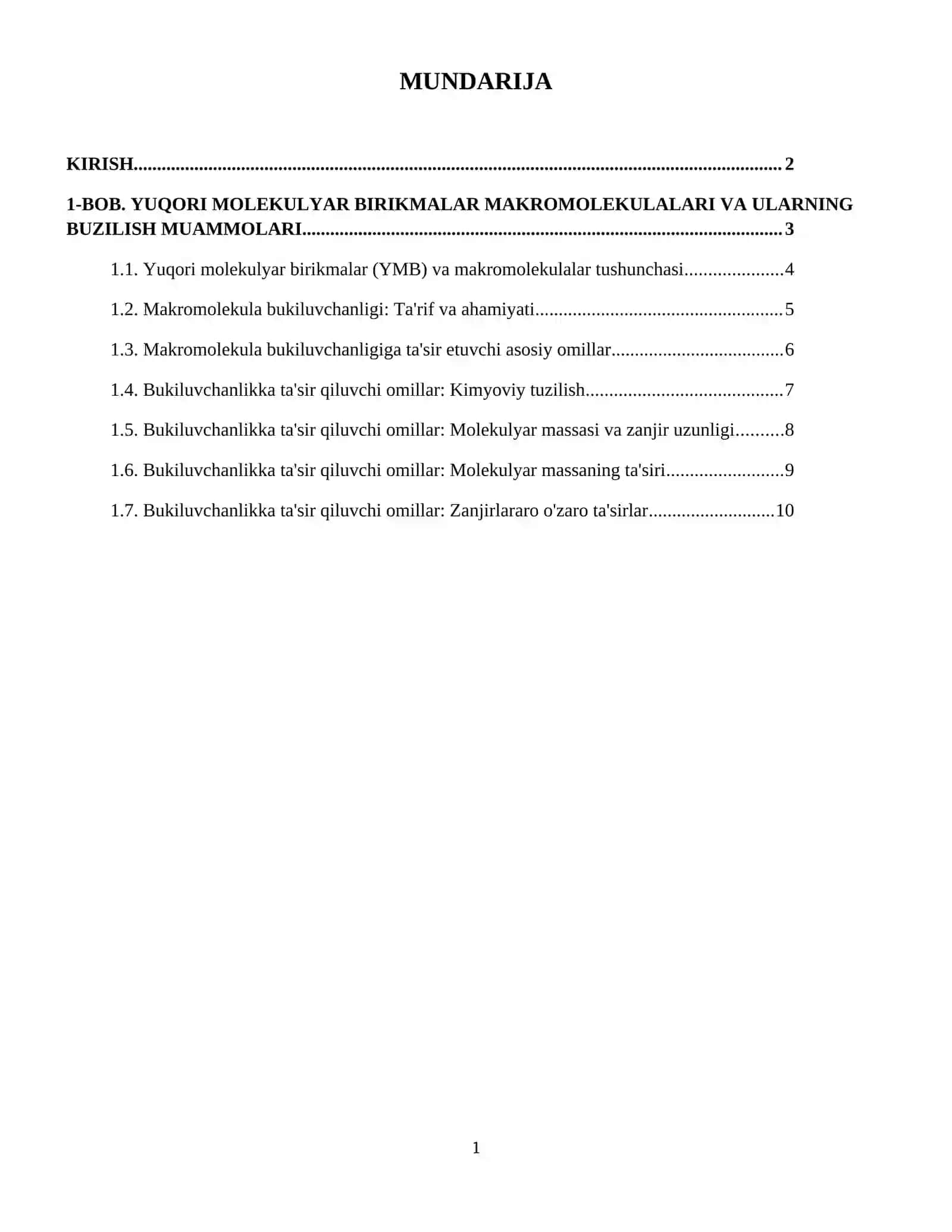 Yuqori molekulyar birikmalar makromolekulalari bukiluvchanligini baholash usullari. 2