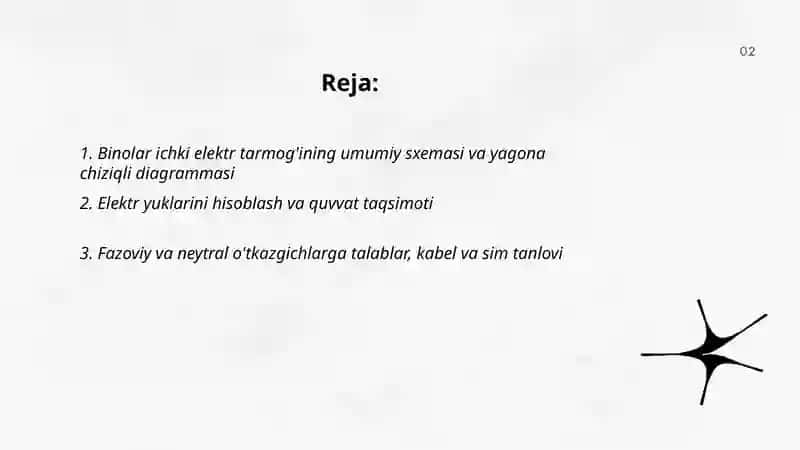 Binolar ichki elektr tarmog'i sxemalari 2