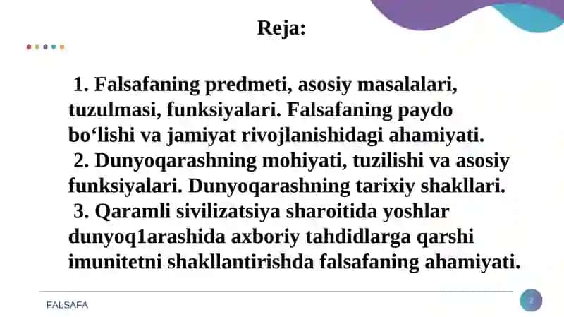 Falsafa fanining predmeti, mazmuni va jamiyatdagi roli 2
