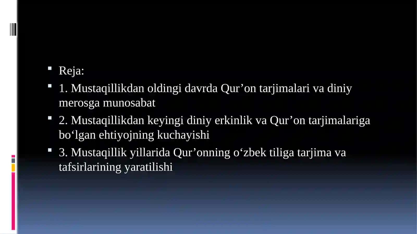 Mustaqillikyillarida Qur’onning o‘zbektiliga tarjima qilinishi va tafsirlari haqida 2
