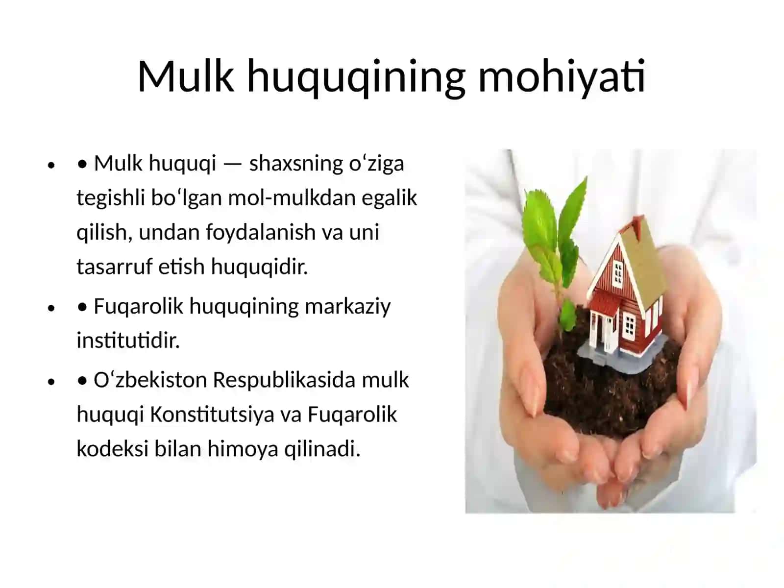 Mulk huquqining shakllari (ommaviy va xususiy mulk) 2