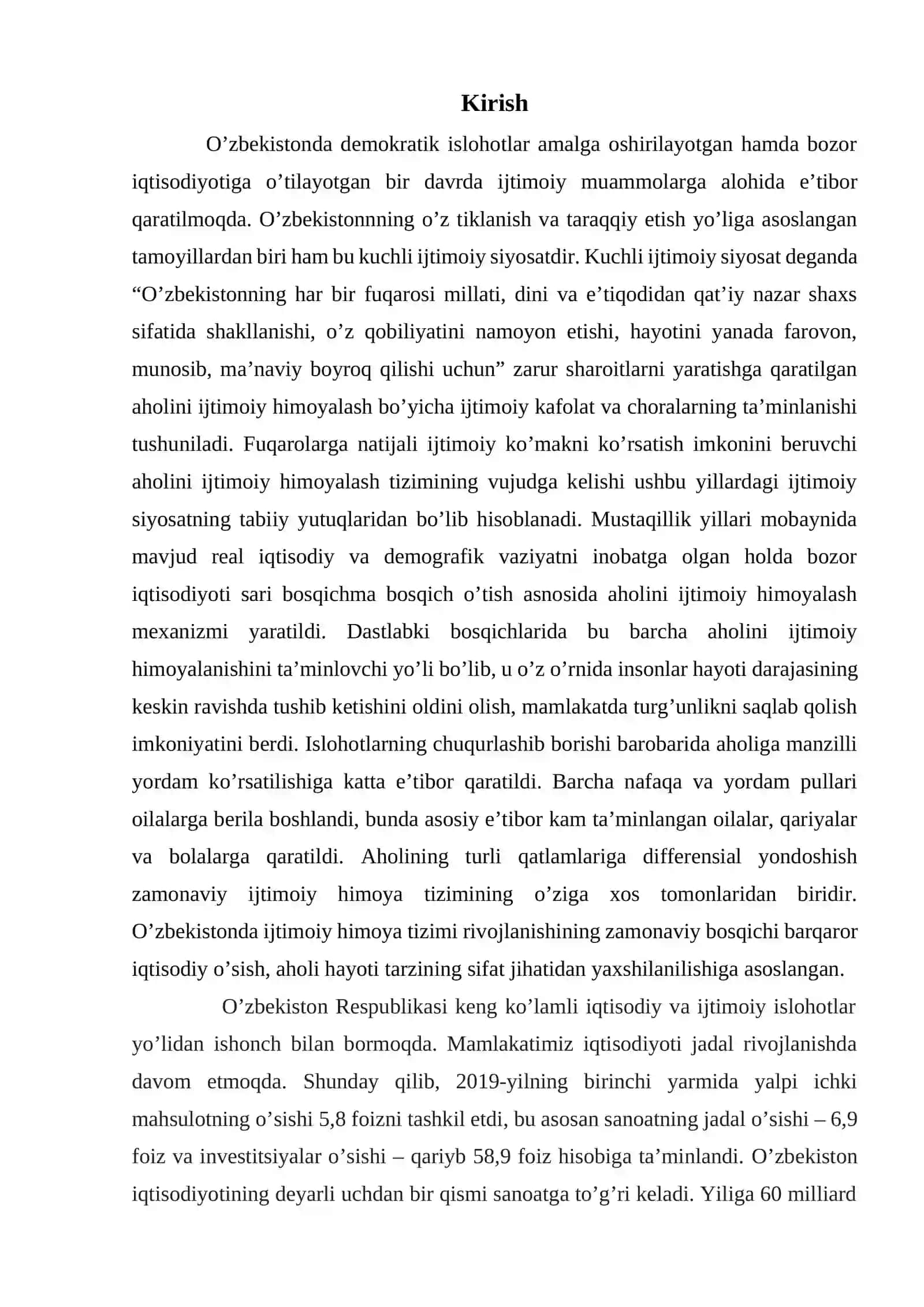 O’zbekistonda ijtimoiy sohada amalga oshirilayotgan o’zgarishlar mazmun va mohiyati 2