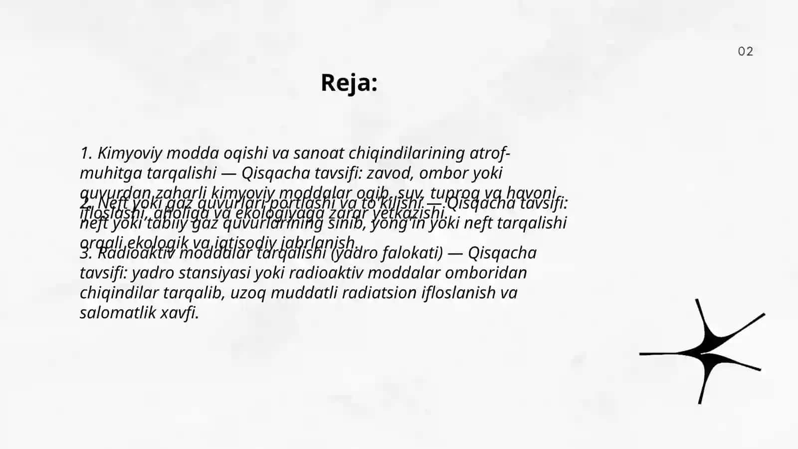 Texnogen ekologik va ijtimoiy tusdagi favqulotda vaziyatlar va ularning qisqacha tavsifi 2