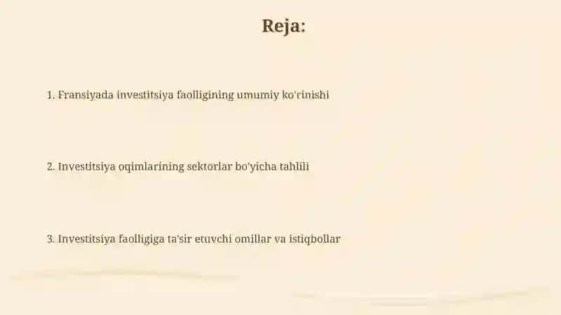 Fransiya investetsiya faoliyati tahlili 2