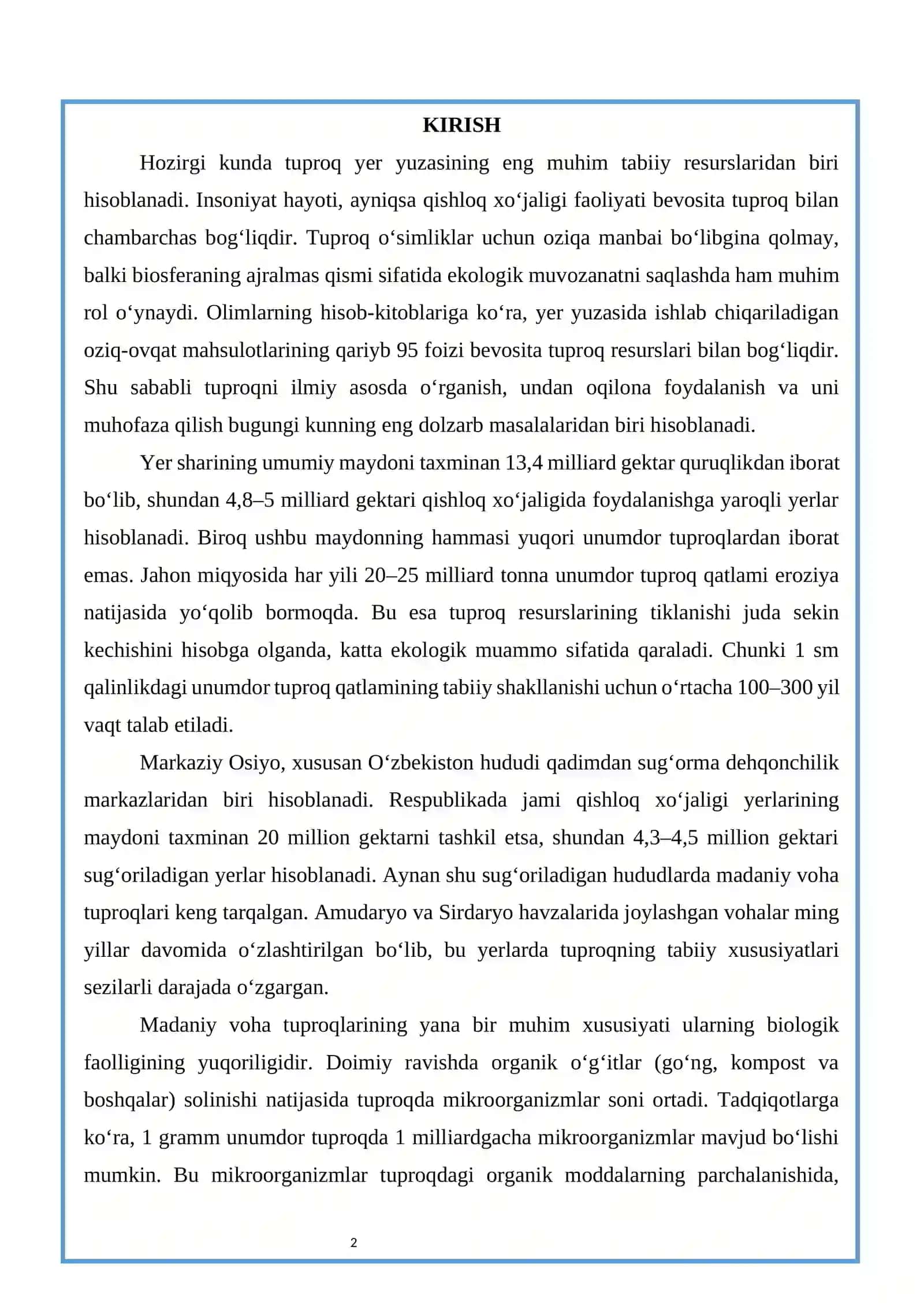 INSON FAOLIYATI NATIJASIDA MA’DANIY VOHA TUPROQLARINING HOSIL BO’LISHI 2