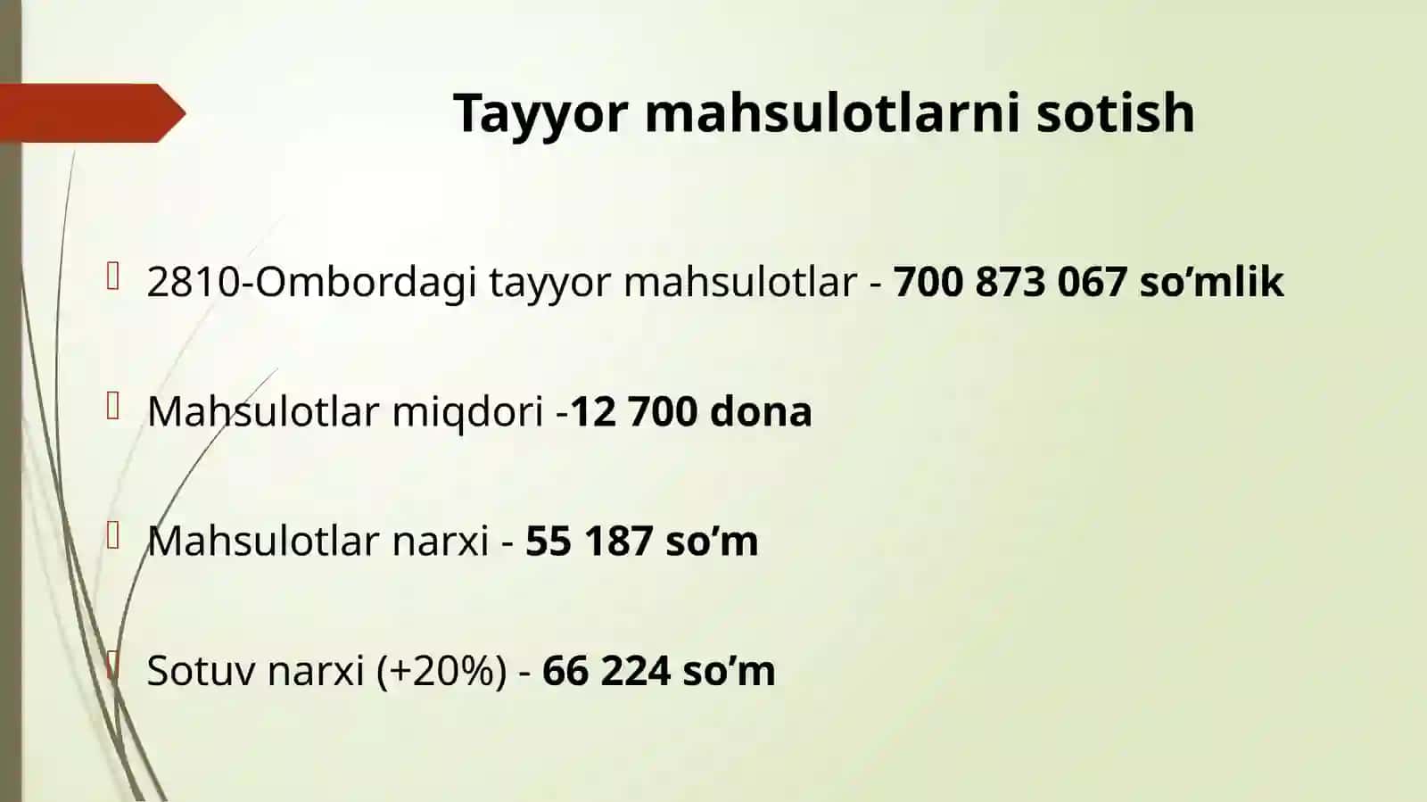 Tayyormahsulotlarnisotish 2