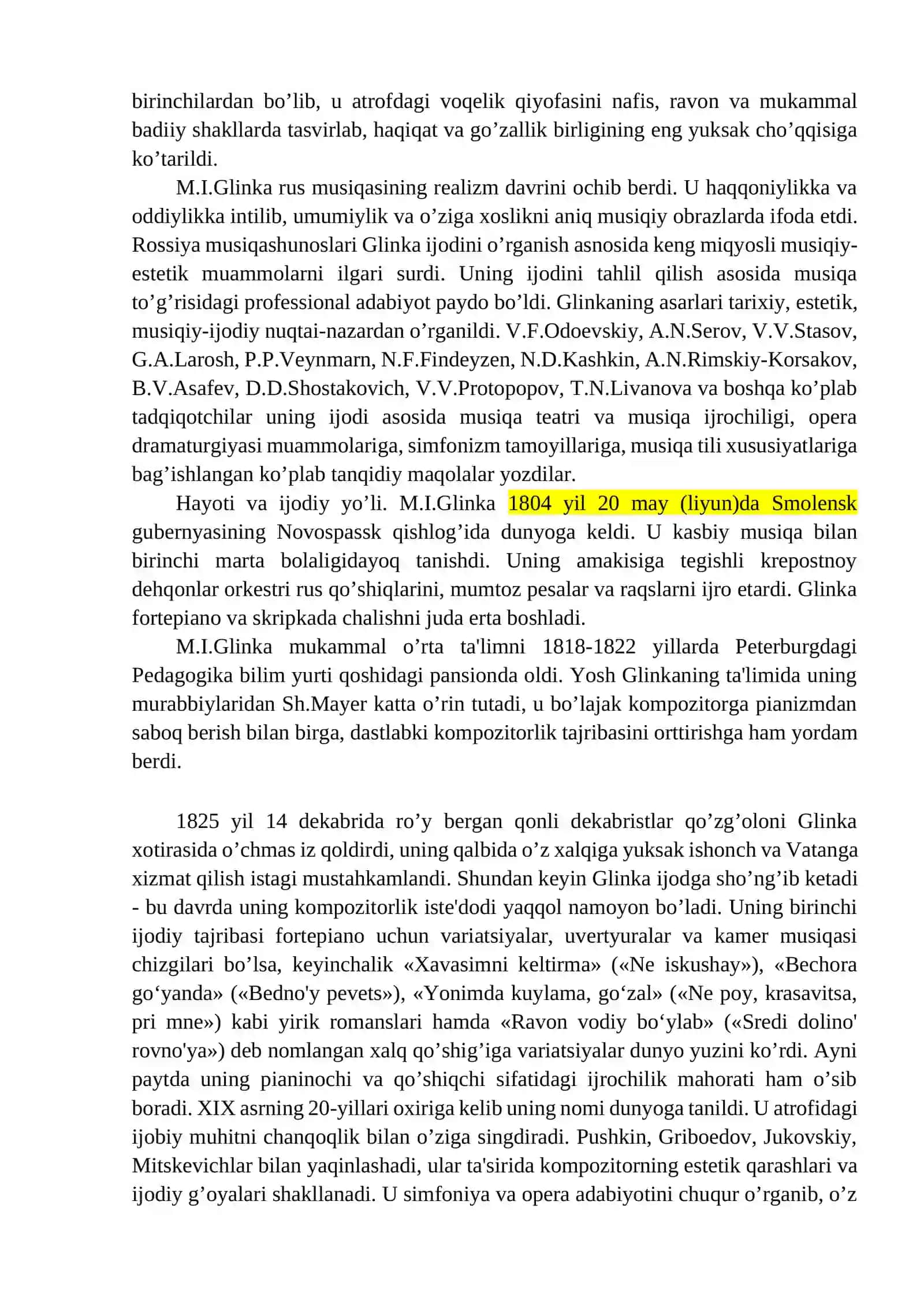 M.I.GLINKA ijodi va musiqasi 2