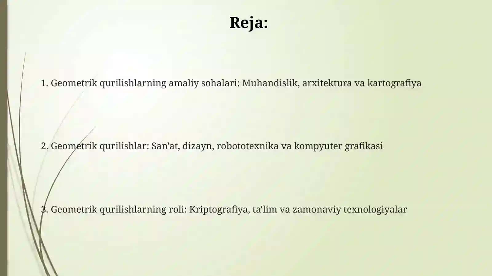 Geometrik yasashlarning amaliyotga tatbiqlari 2