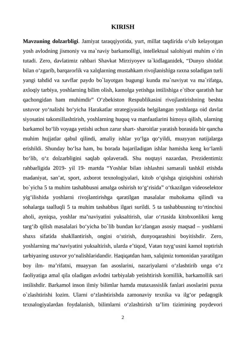 Davrida sinfdan tashqari o'qish mashgulotlari 2