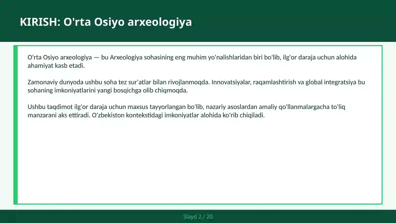 O'RTA OSIYO ARXEOLOGIYA 2