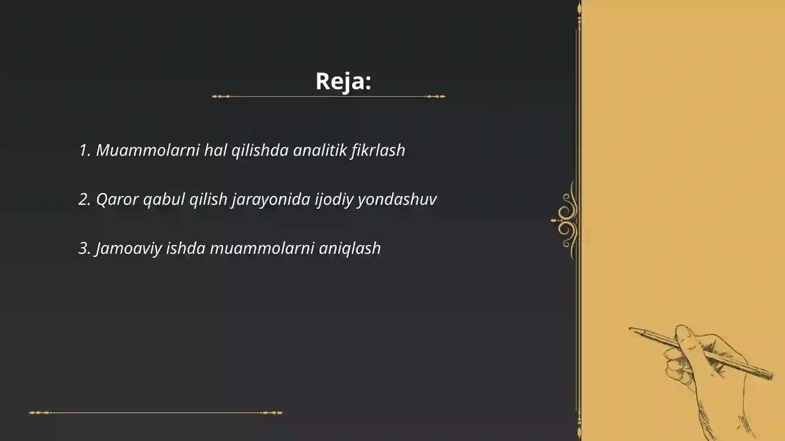 Kasbiy faoliyatda muammolarni hal qilish ko'nikmalaridan samarali foydalanish 2