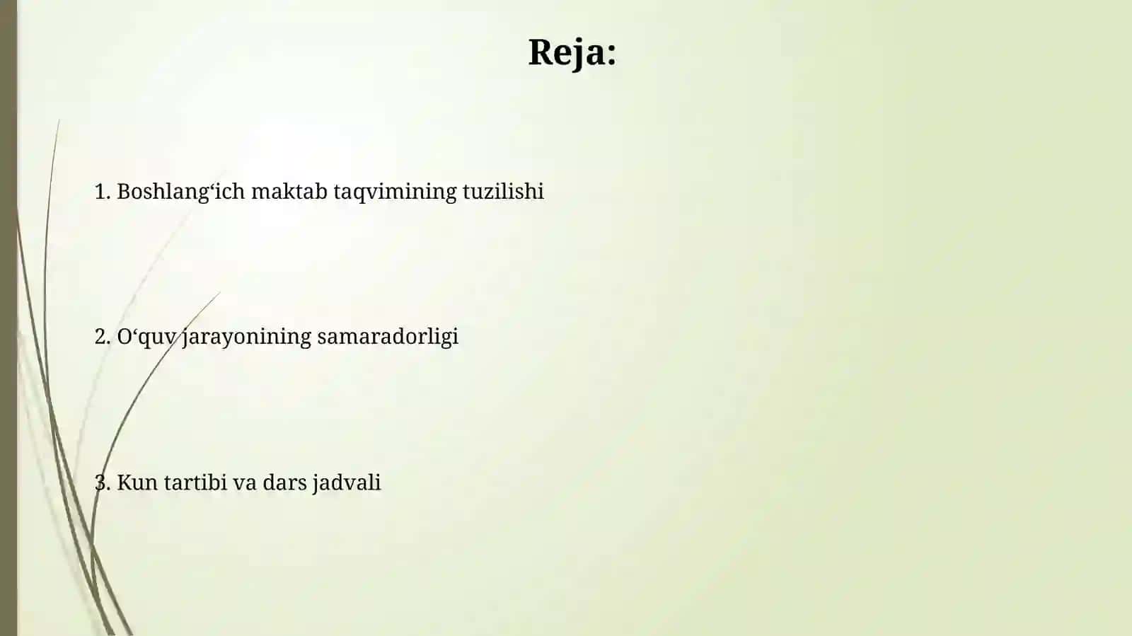 Boshlangʻich sinflarda kun tartibi 2