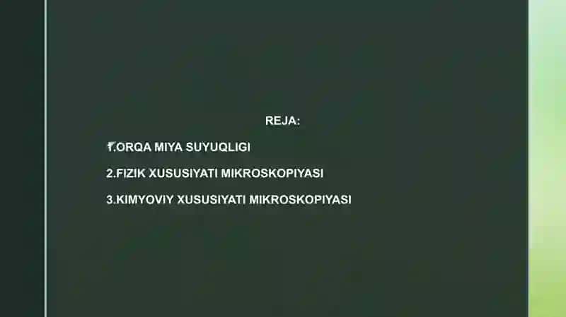 ORQA MIYA SUYUQLIGINING FIZIK VA KIMYOVIY XUSUSIYATLARI MIKROSKOPIYASI 2