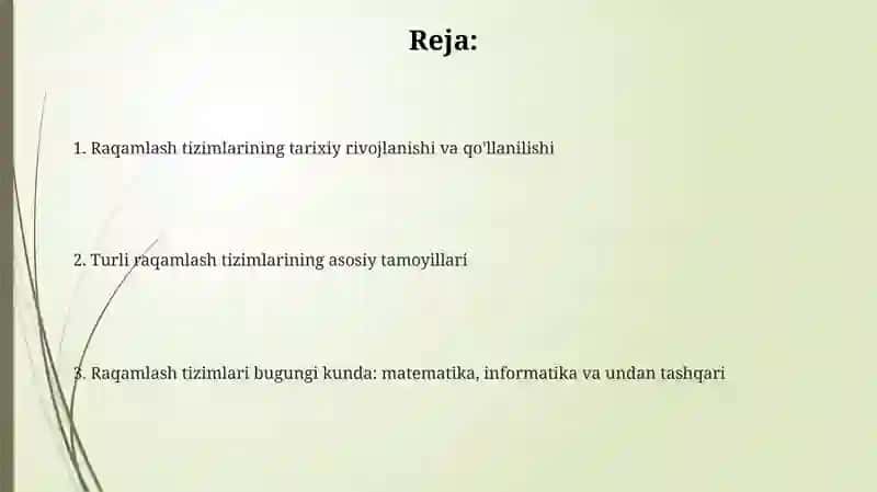 Turli sanoq sistemalarining tarixda qoʻllanilishi va ularning ishlash asoslarini aytib bering 2