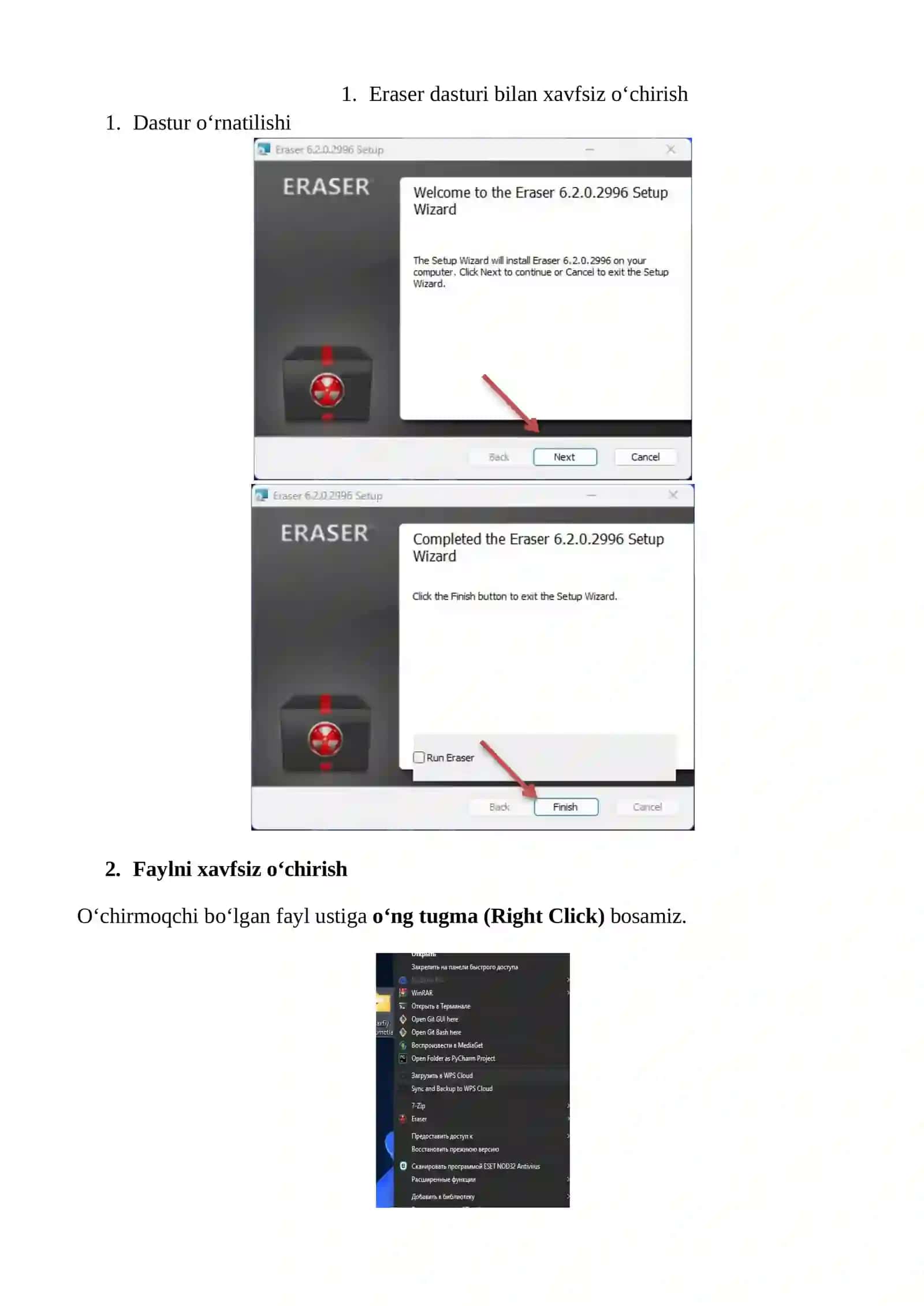 Ma’lumotlarni xavfsiz o‘chirish va qayta tiklash usullari (Eraser va Recuva orqali) 2