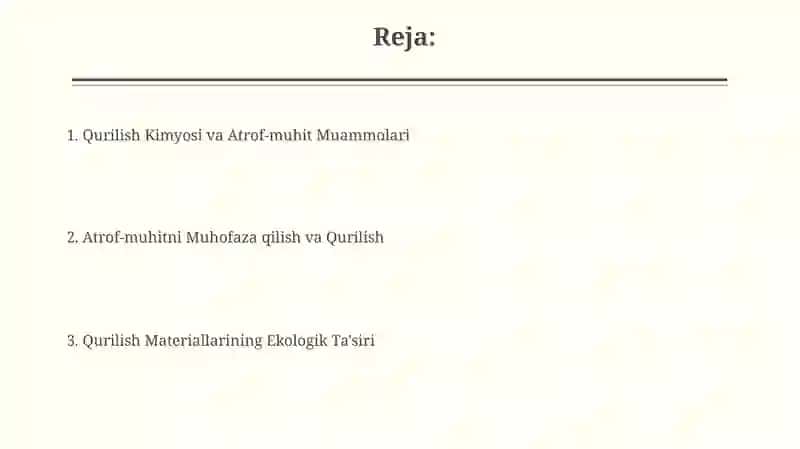 Qurilish kimyosi va ekologik muammolari 2