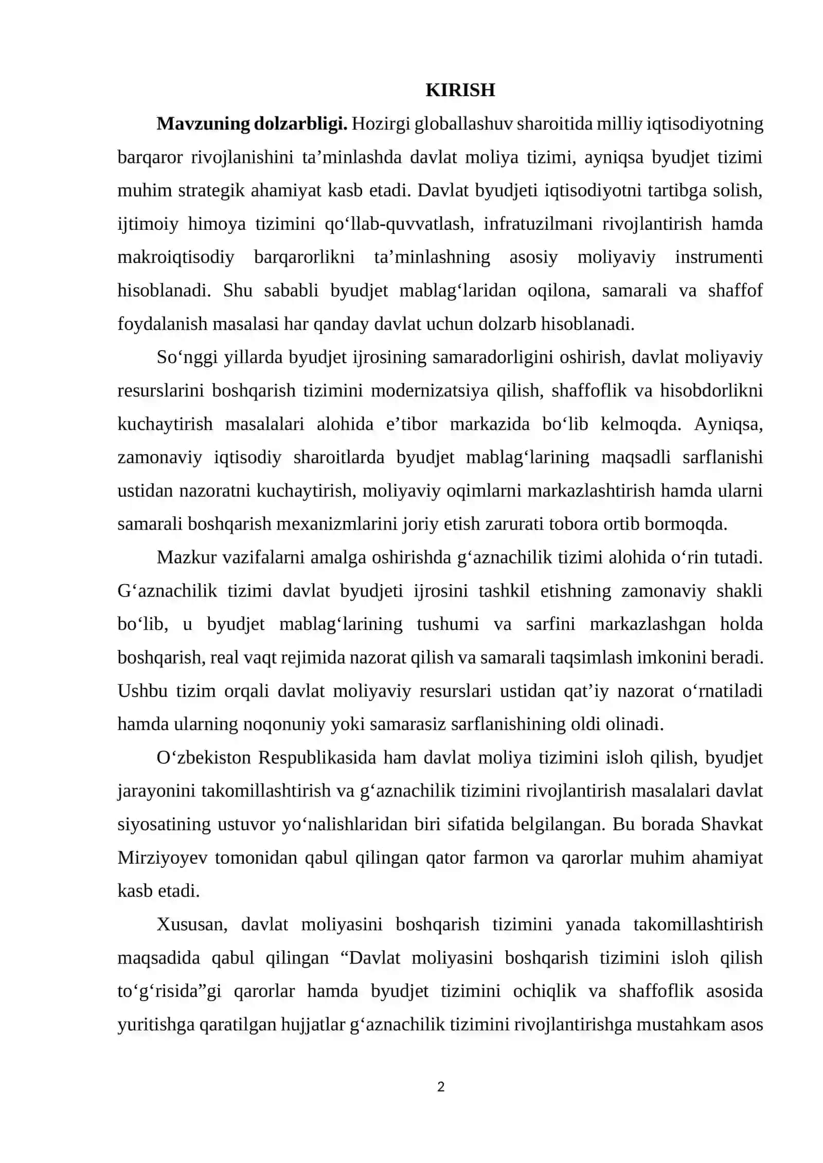 Milliy iqtisodiyotga g'aznachilik tizimini joriy etish orqali byudjet ijrosi samaradorligini oshiris 2