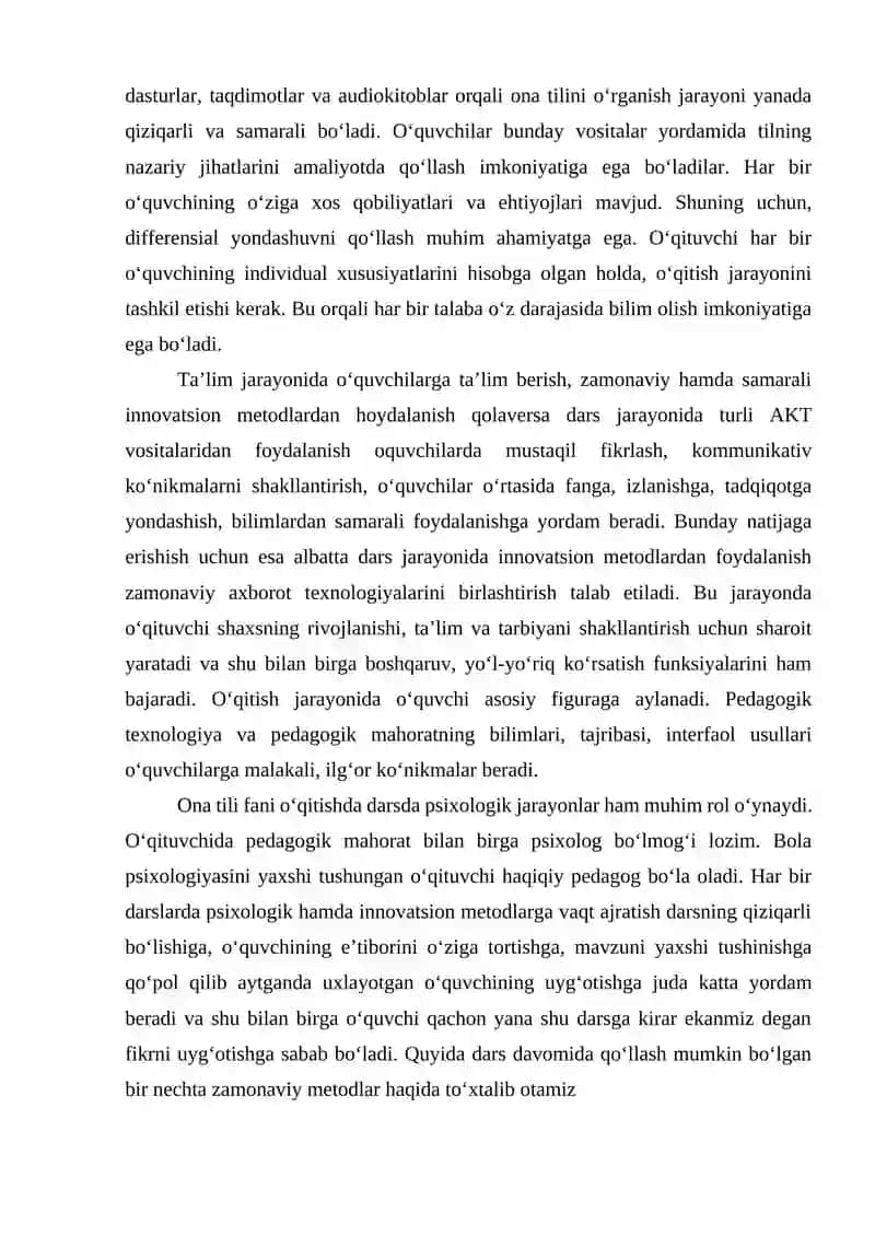 ONA TILI VA O‘QISH SAVODXONLIGI FANINING ZAMONAVIY O‘QITISH USULLARI 2