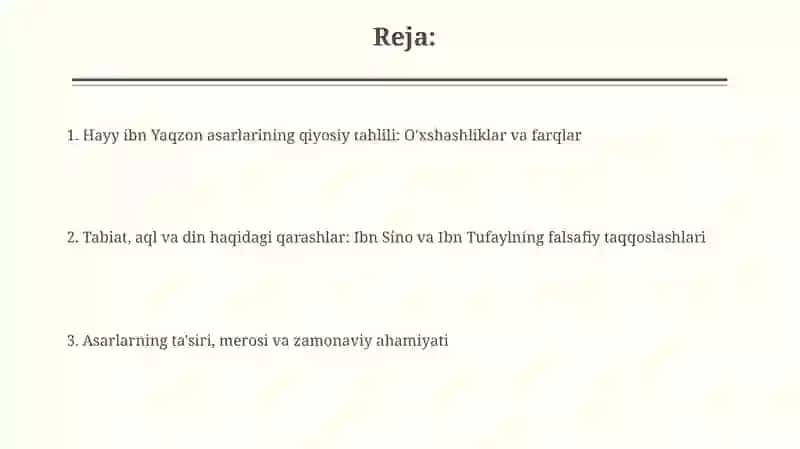 Ibn Tufayl va Ibn Sinoning "Xay ibn Yaqzon o'g'li" risolasi 2