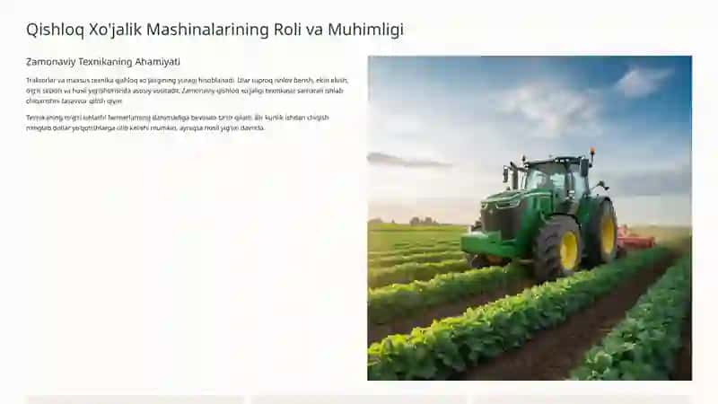 Qishloq Xo'jalik Mashinalarini Ta'mirlash Tizimlari 2