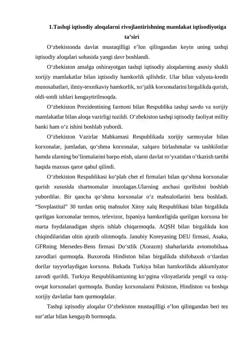 O`zbekiston tashqi iqtisodiy aloqalar geografiyasi 2
