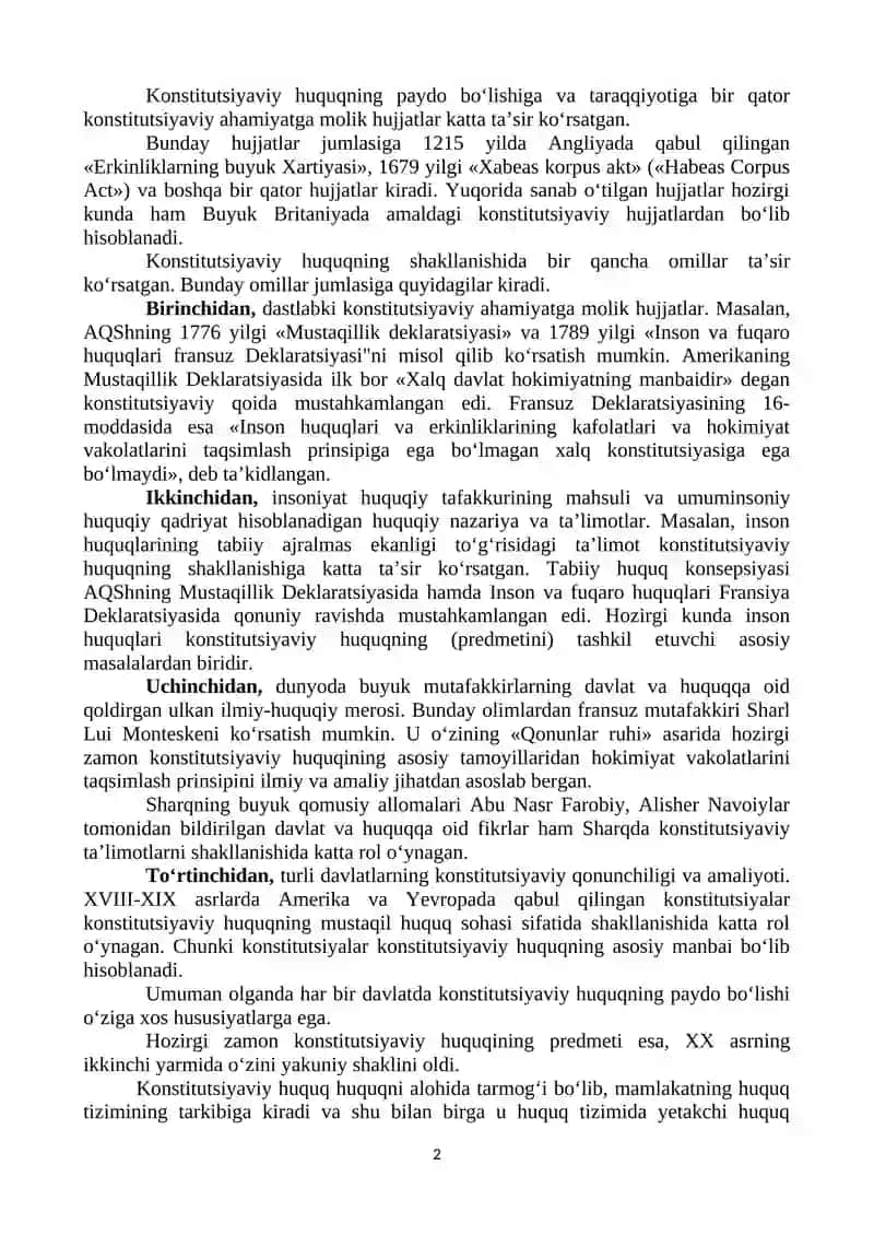Konstitutsiyaviy huquqqa kirish: predmeti va mazmuni 2