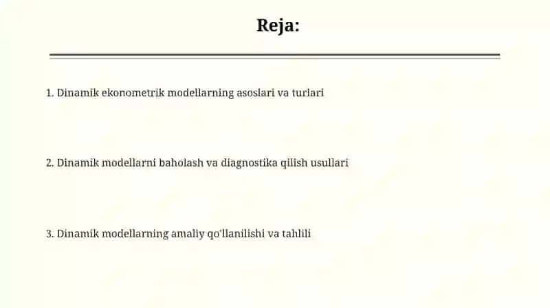 Dinamik ekonometrik modellardan foydalanish 2