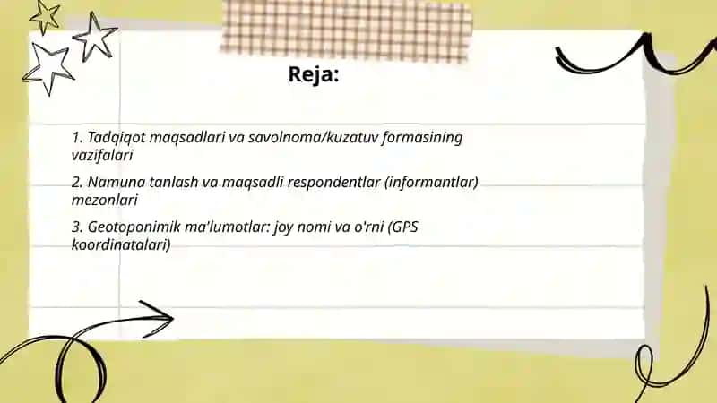 Geotoponimik dala tadqiqotlari uchun savolnoma va kuzatuv formasini ishlab chiqish 2