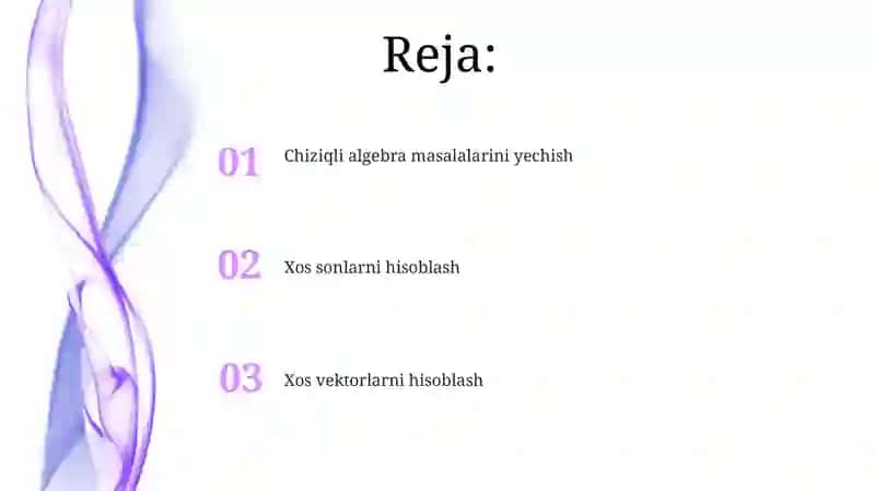 Chiziqli algebra masalalarini yechish 2
