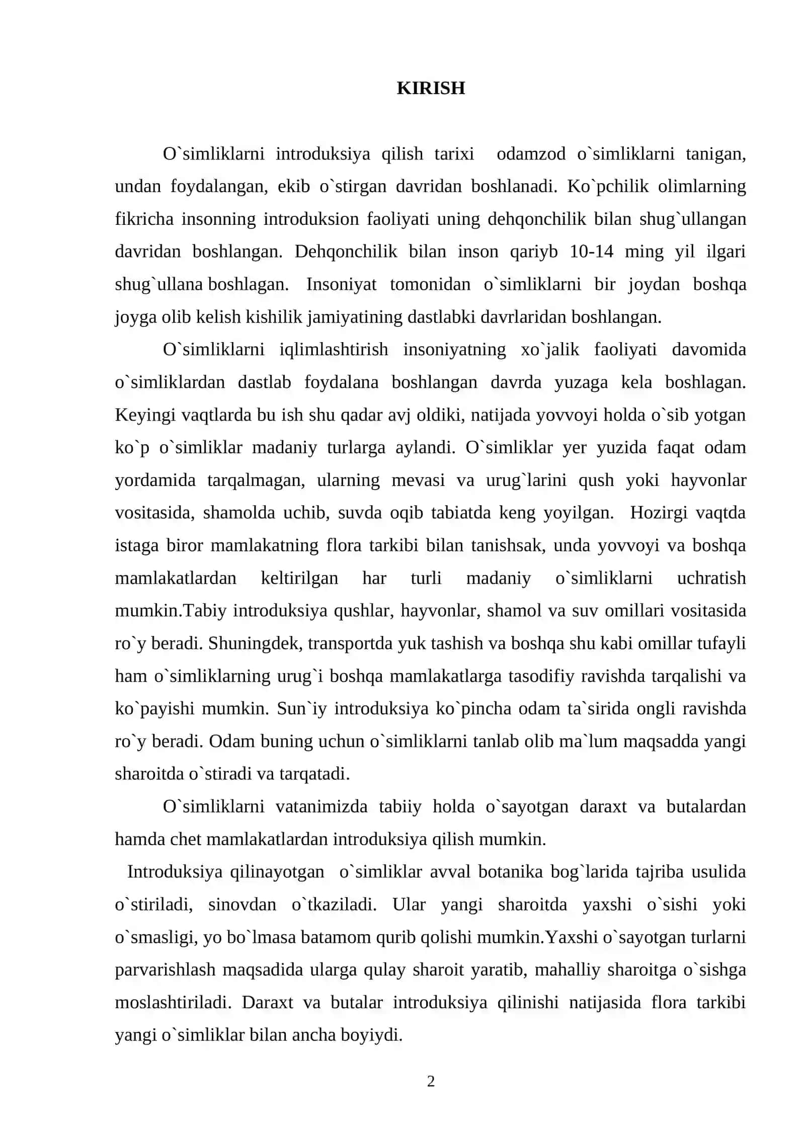 O`zbekistonga o`simliklarni introduksiya qilish tarixi va istiqbollari 2
