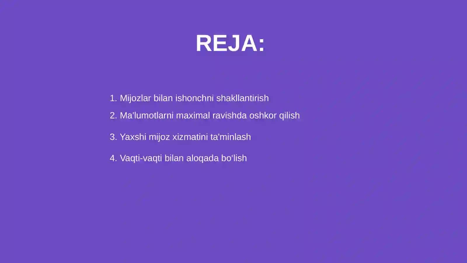 Mijozlar bilan munosabatlardagi asosiy majburiyatlar 2