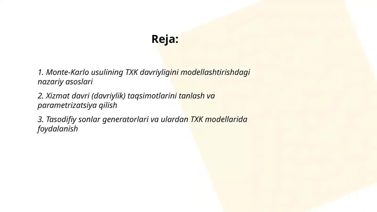 TXK davriyligini taqlidiy (imitatsion) modellashtirish (monte-karlo) usuli 2