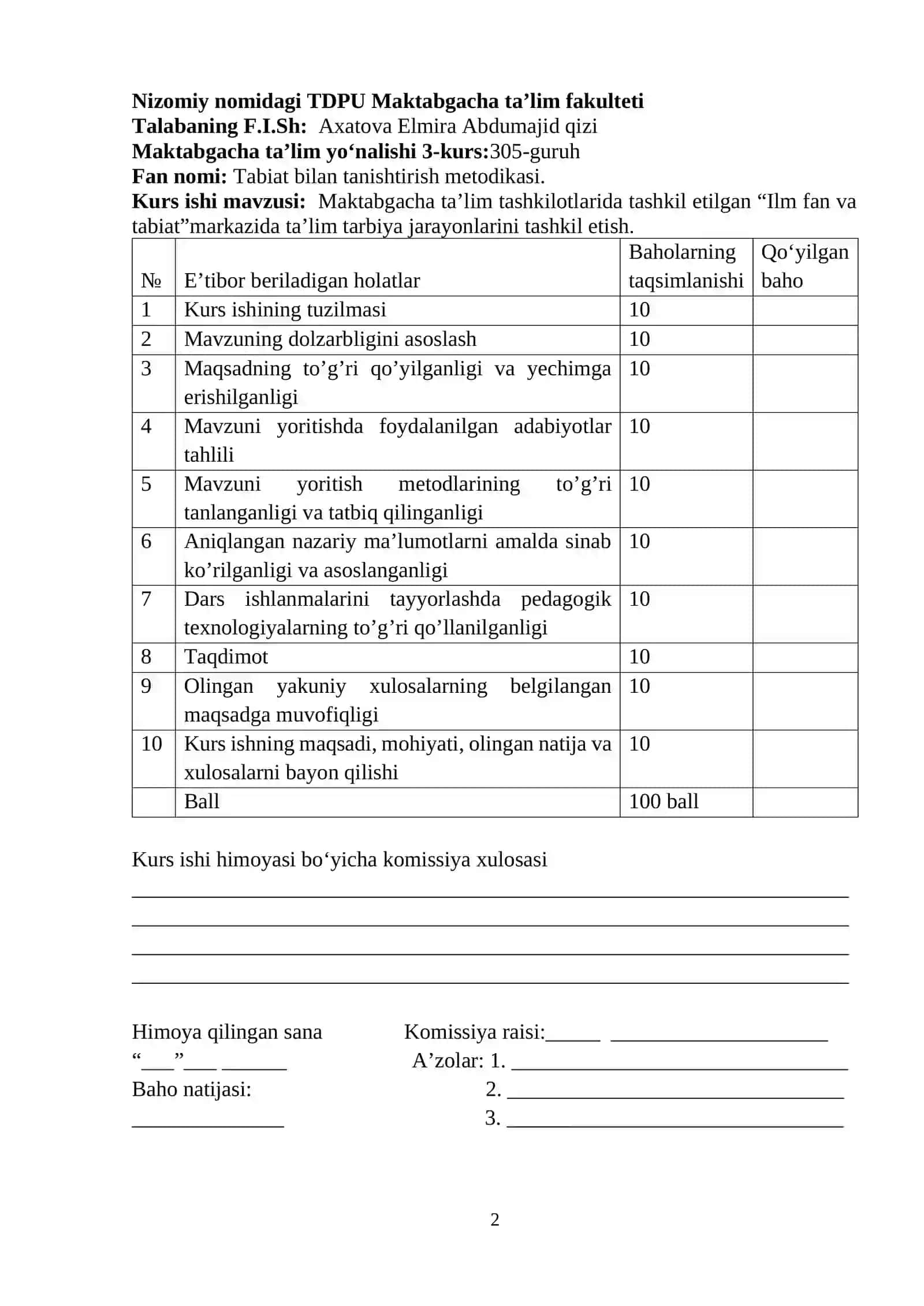 Maktabgacha ta’lim tashkilotlarida tashkil etilgan “Ilm fan va tabiat”markazida ta’lim tarbiya jarayonlarini tashkil etish 2