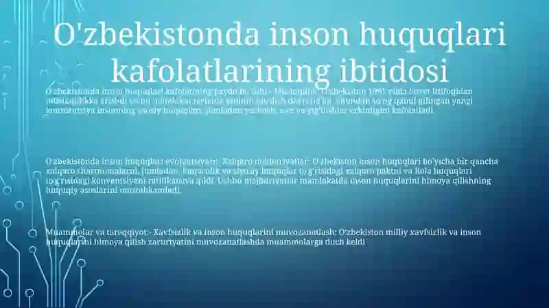 Oʻzbekiston Inson Huquqlari Va Erkinliklari Kafolatining Yaratilishi 2