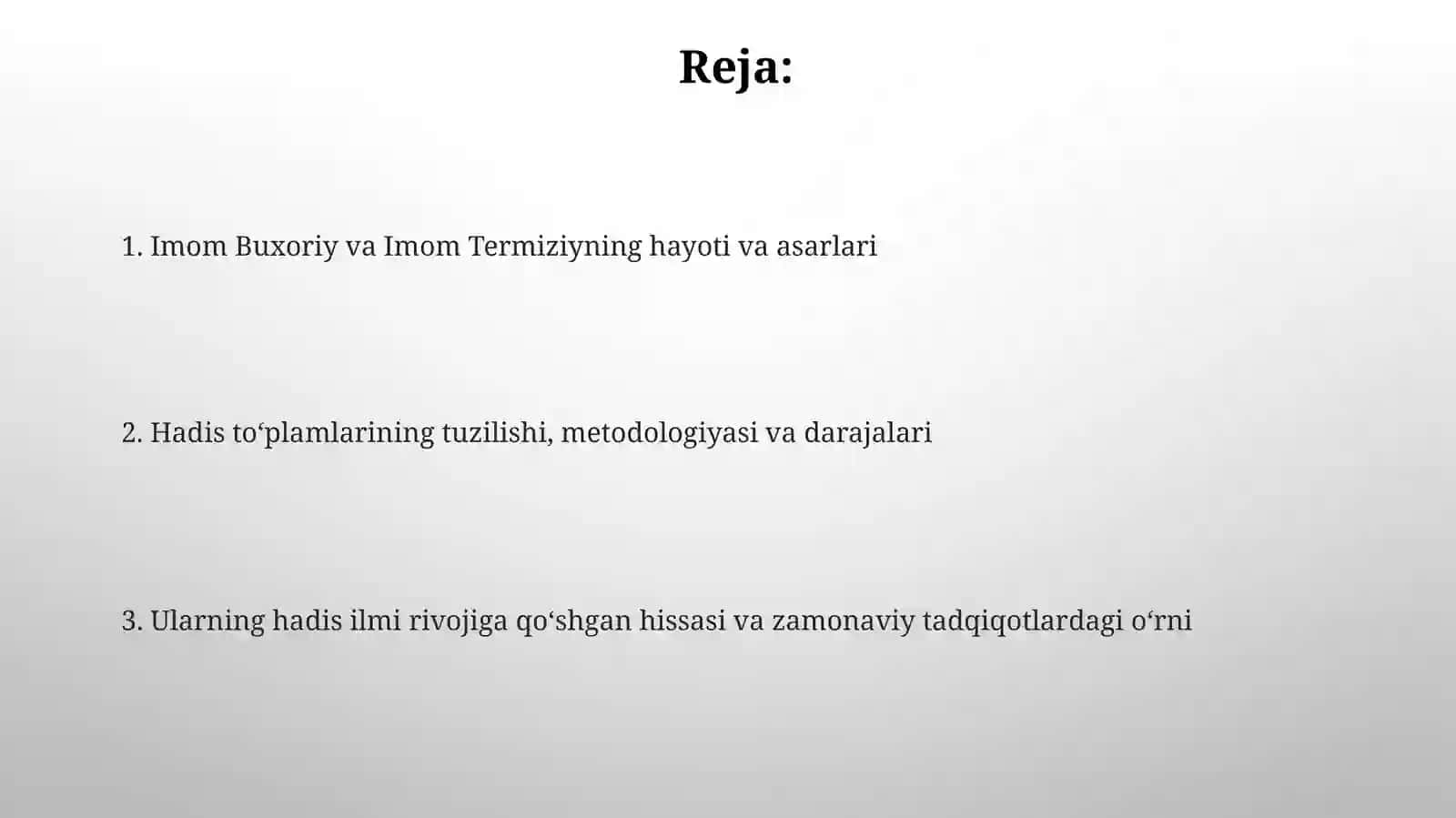 Imom Buxoriy va Imom Termiziyning hadis ilmiga qo'shgan hissalarini qiyosiy tahlili 2